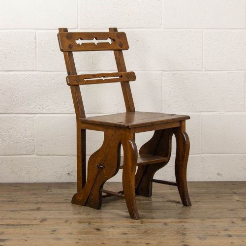Antique Victorian Oak Metamorphic Library Chair