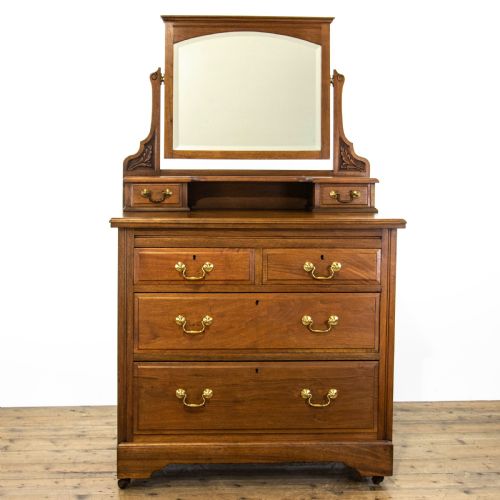 Antique Walnut Dressing Table Chest