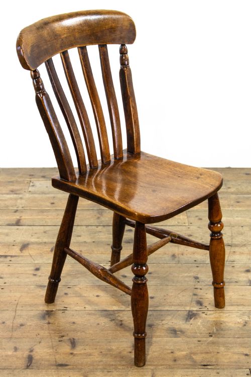 fig 1. Set of Three Antique Elm Farmhouse Kitchen Chairs