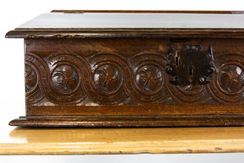 fig 1. Antique Carved Oak Bible Box