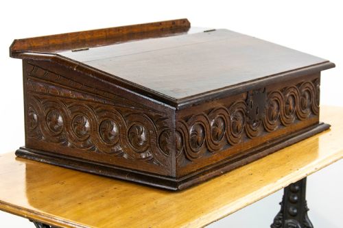 fig 2. Antique Carved Oak Bible Box