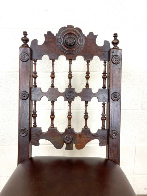 fig 2. Antique Oak Chair with Leather Seat