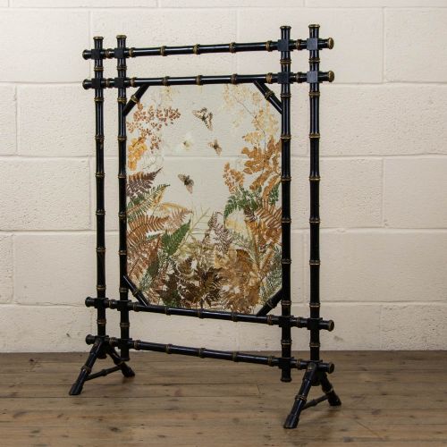 Antique Aesthetic Movement Glass Firescreen