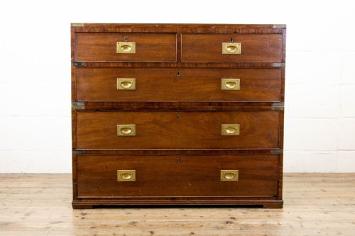 fig 1. Antique Mahogany Campaign Chest of Drawers
