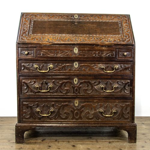 Antique Carved Oak Bureau
