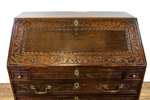 fig 2. Antique Carved Oak Bureau