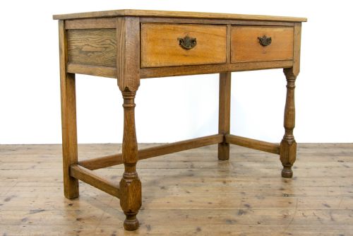 fig 1. Antique Pale Oak Side Table with Drawers