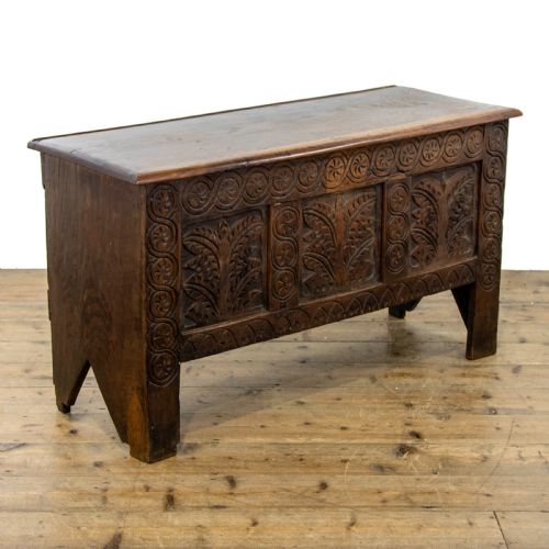 Small 18th Century Carved Oak Coffer