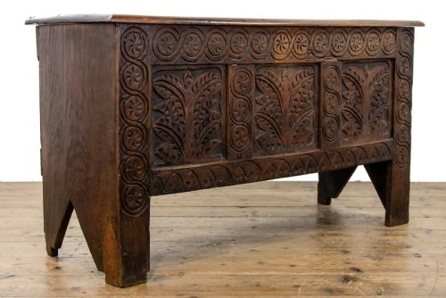 fig 1. Small 18th Century Carved Oak Coffer