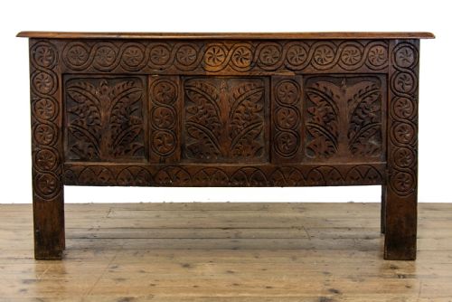 fig 2. Small 18th Century Carved Oak Coffer