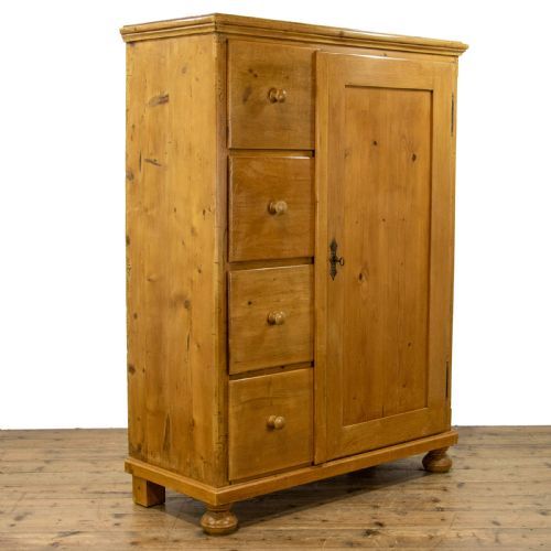Unusual Antique Pine Cupboard with Drawers