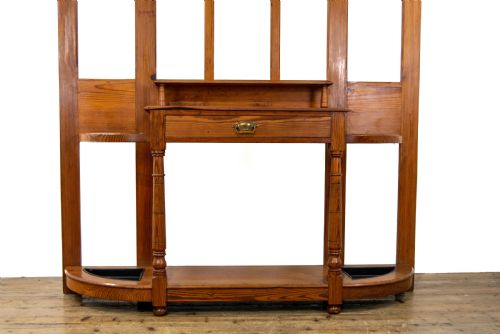 LARGE ANTIQUE PITCH PINE HALL STAND - ADDITIONAL PHOTO 2