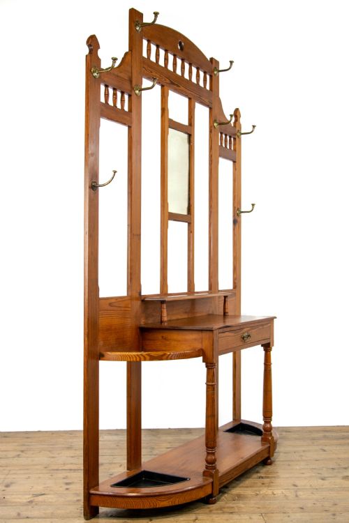 LARGE ANTIQUE PITCH PINE HALL STAND - ADDITIONAL PHOTO 8