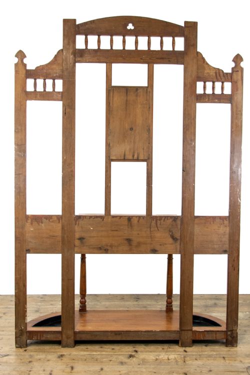 LARGE ANTIQUE PITCH PINE HALL STAND - ADDITIONAL PHOTO 11