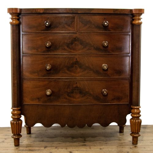 Large Antique Mahogany Bow Front Chest of Drawers