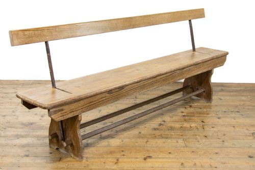 Antique Pitch Pine Bench with Flip Over Back
