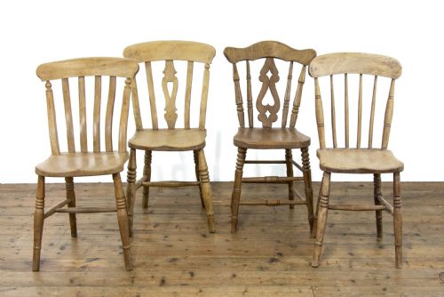 fig 1. Four Mix and Match Antique Kitchen Chairs