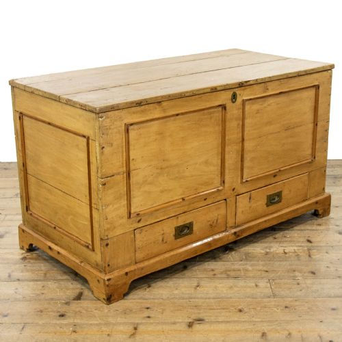 Large Rustic Antique Pine Mule Chest or Blanket Box