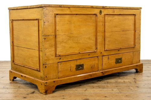 fig 1. Large Rustic Antique Pine Mule Chest or Blanket Box