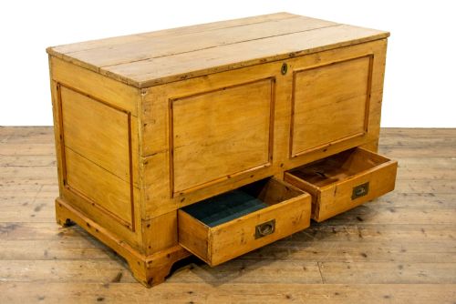 fig 2. Large Rustic Antique Pine Mule Chest or Blanket Box