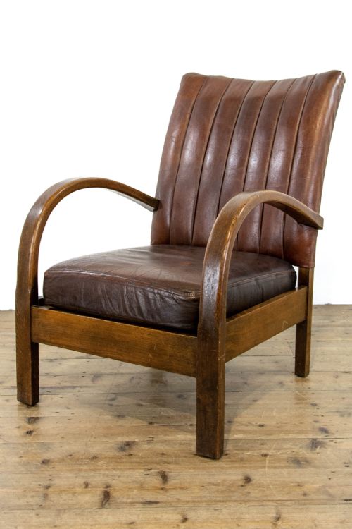 fig 1. Oak and Leather Art Deco Armchair