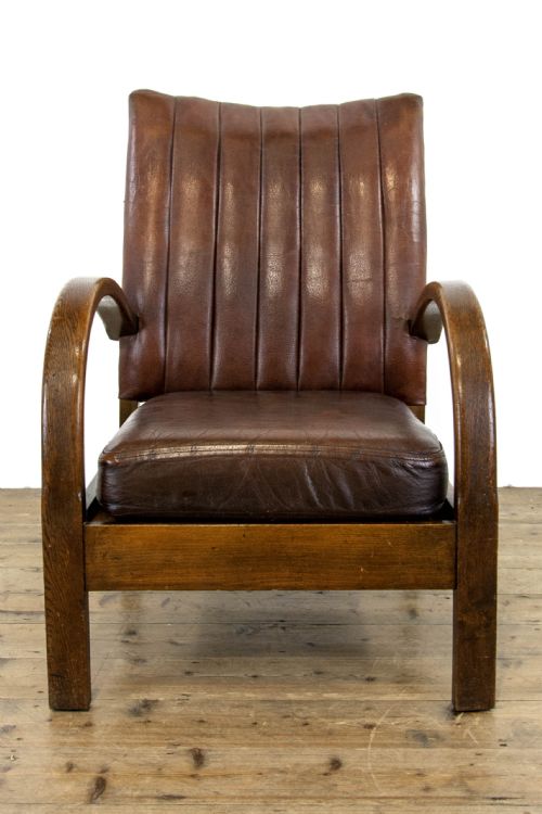 fig 2. Oak and Leather Art Deco Armchair
