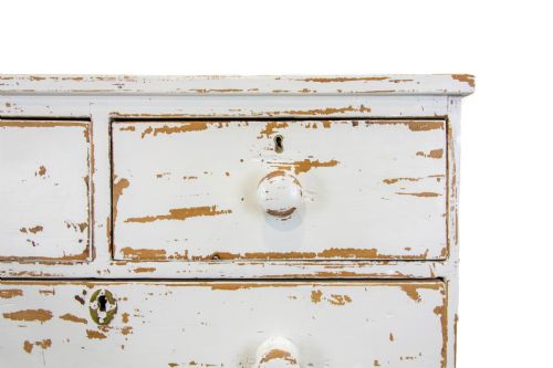 fig 2. Distressed White Painted Antique Pine Chest of Drawers