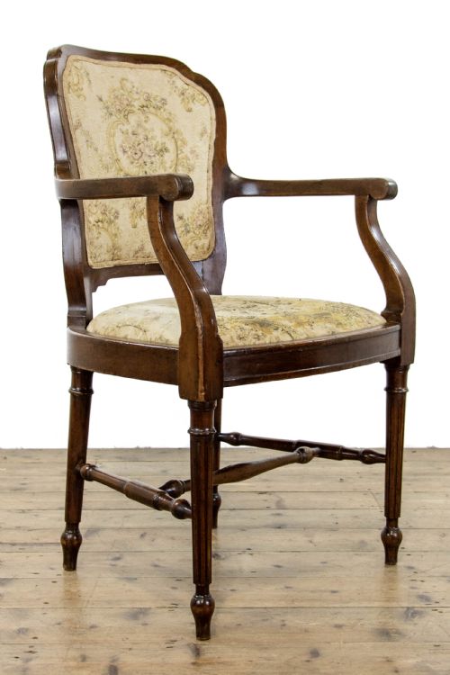 fig 1. Antique French Walnut Armchair with Tapestry