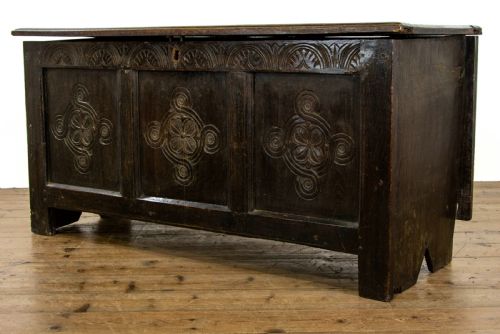 fig 1. Antique Oak Carved Coffer