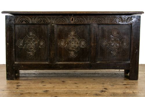 fig 2. Antique Oak Carved Coffer