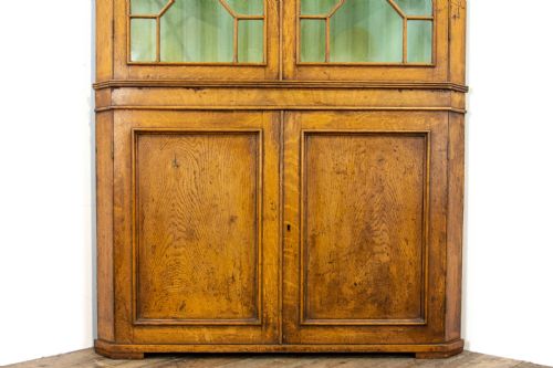 fig 1. Antique Georgian Oak Corner Cupboard with Glazed Top