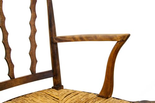 fig 2. Antique Arts and Crafts Elm and Rush Elbow Chair