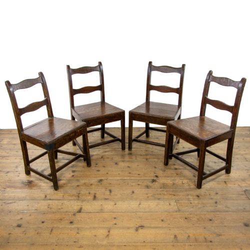 Set of Four Antique Oak Farmhouse Chairs