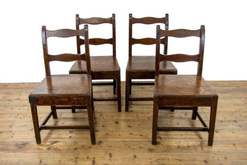 fig 1. Set of Four Antique Oak Farmhouse Chairs