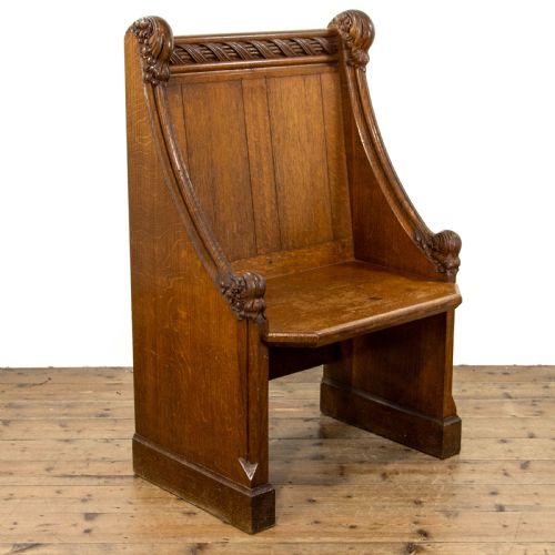 Antique Gothic Oak Pew Seat or Throne