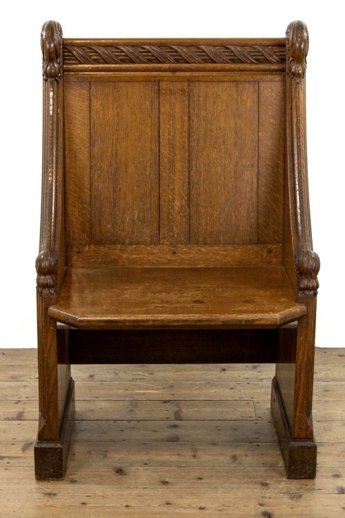 fig 2. Antique Gothic Oak Pew Seat or Throne