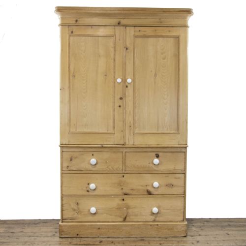 Large Antique Pine Linen Press Cupboard