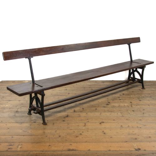 Reversible Antique Pitch Pine Station Bench