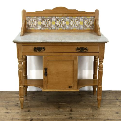 Victorian Pine and Marble Washstand