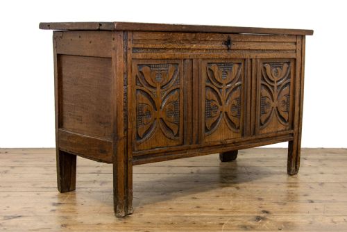 fig 1. 18th Century Antique Oak Coffer