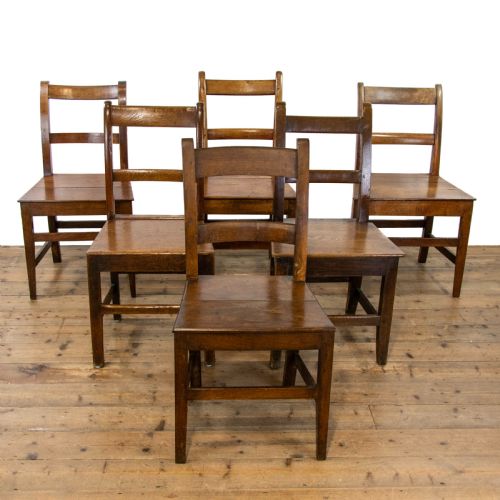 Set of Six Similar Antique Oak Farmhouse Chairs