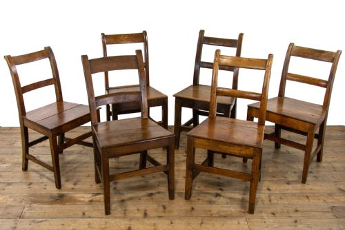 fig 2. Set of Six Similar Antique Oak Farmhouse Chairs