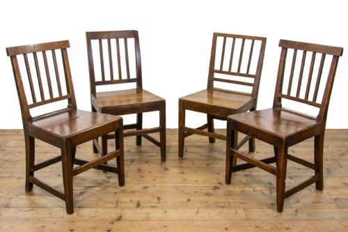 fig 2. Set of Four Harlequin Antique Oak Farmhouse Chairs