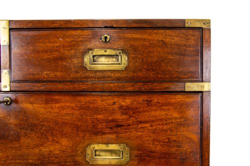 fig 1. Antique Mahogany Campaign Chest of Drawers