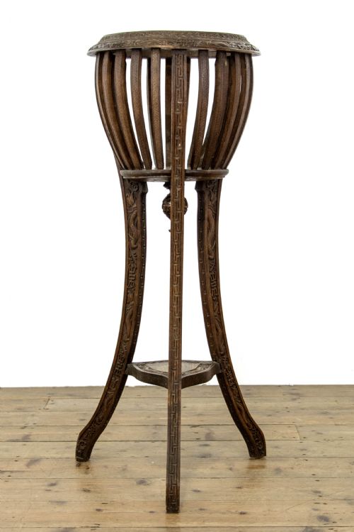 fig 1. Antique Carved Hardwood Jardiniere Stand