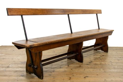 fig 1. Antique Pitch Pine Bench with Flip Over Back