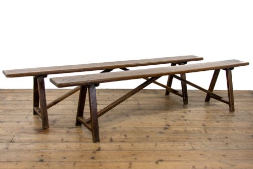 fig 1. Pair of Antique Oak Benches