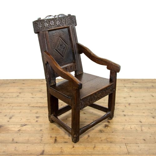 Antique Carved Oak Wainscot Chair
