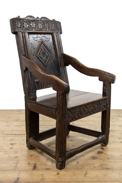 fig 1. Antique Carved Oak Wainscot Chair
