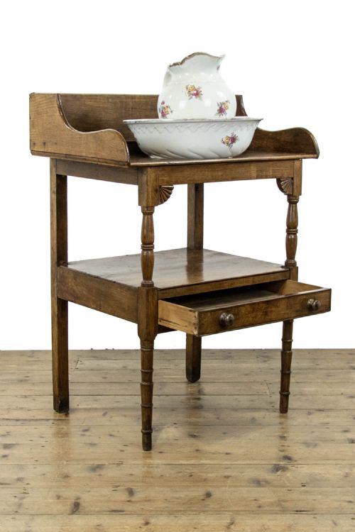fig 1. Antique Oak Washstand with Drawer 